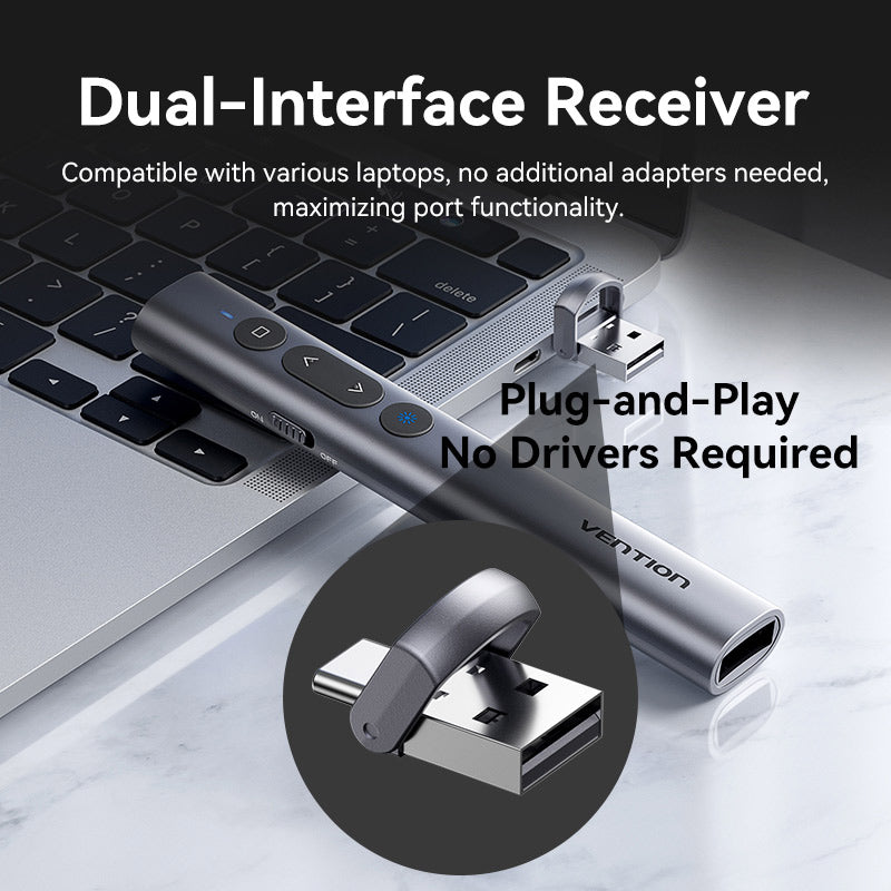 Vention Wireless PowerPoint Presentation Clicker with Red Laser Pointer �� Gray、mySite、fannypackpong