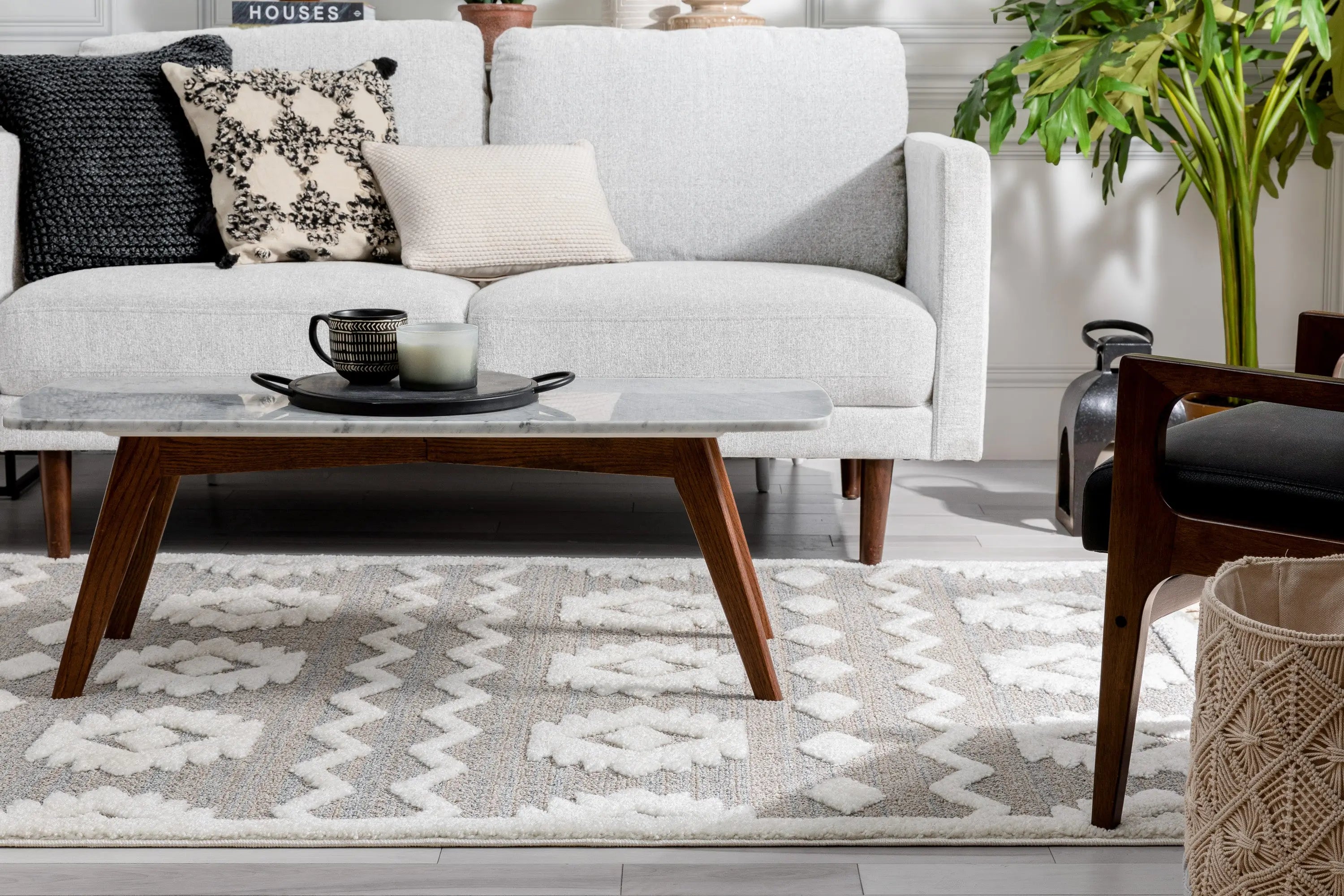 Addison Tribal Moroccan Diamond Pattern Beige High-Low Textured Rug、mySite、gigharbornorthrealestate