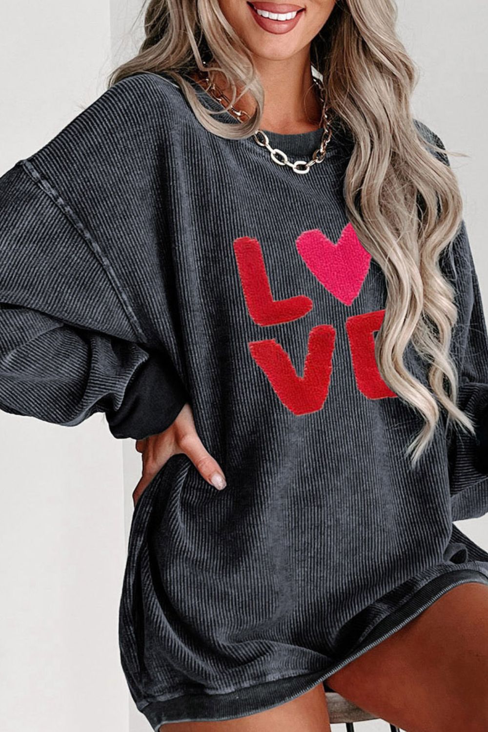  Valentine’s Day LOVE Round Neck Long Sleeve Sweatshirt、mySite、justintrudeaud