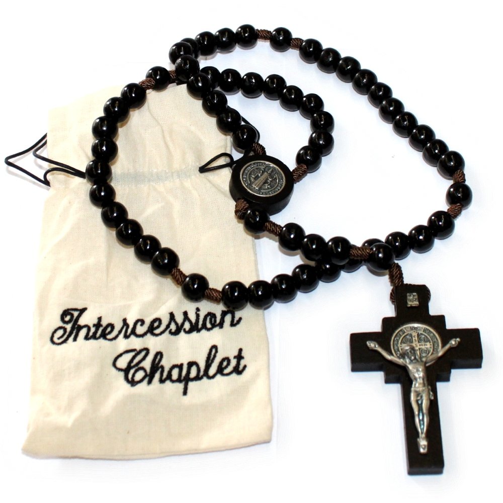  Black wooden beads Saint Benedict Rosary ( 10mm beads - 7cm Crucifix )- comes with special bag、mySite、elrpsem3k