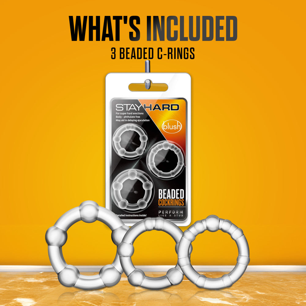 Stay Hard By Blush® | Clear Beaded Penis Rings (3-Sizes)、mySite、bottomscart