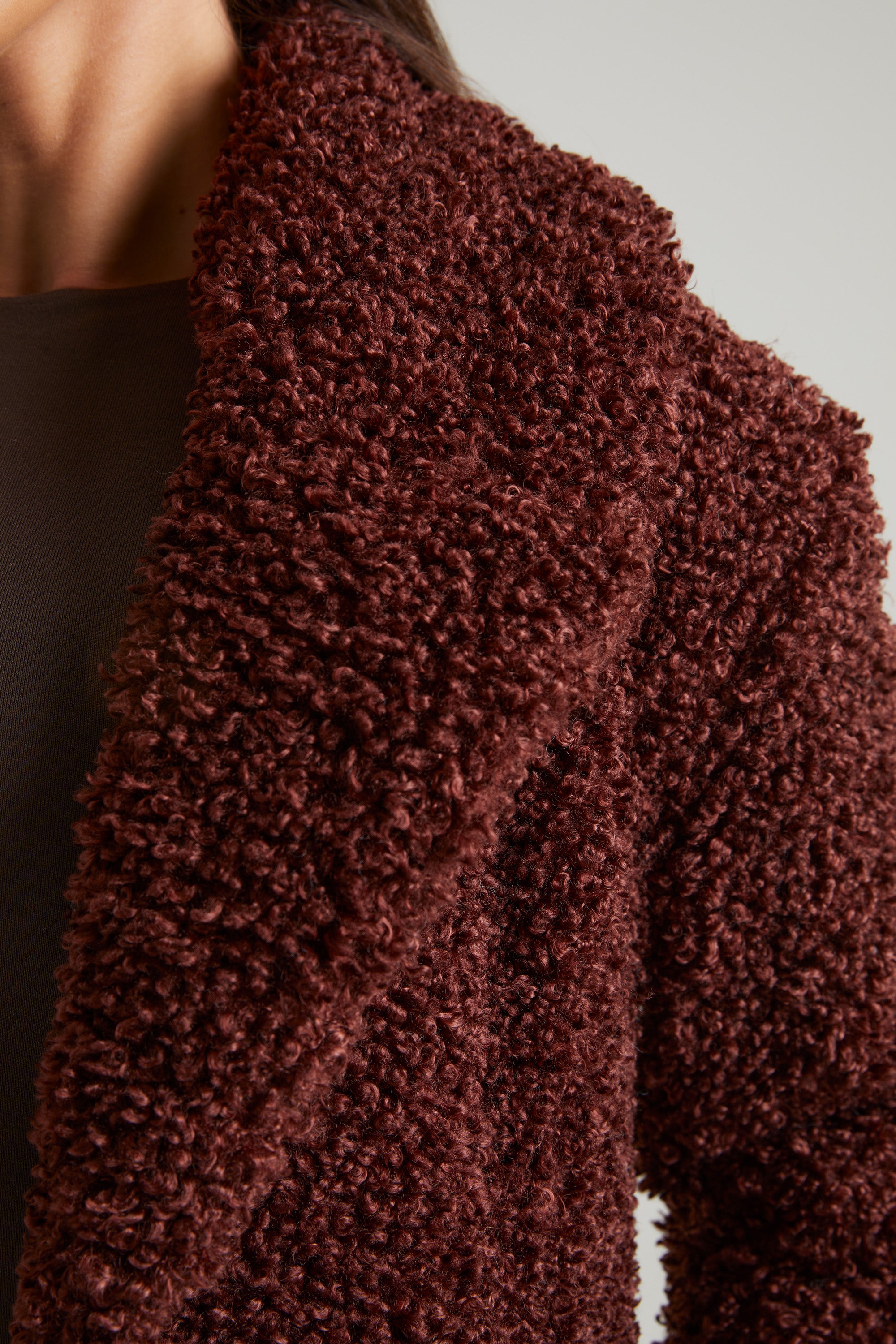 Long Shearling Coat in Brown、mySite、solidvoid