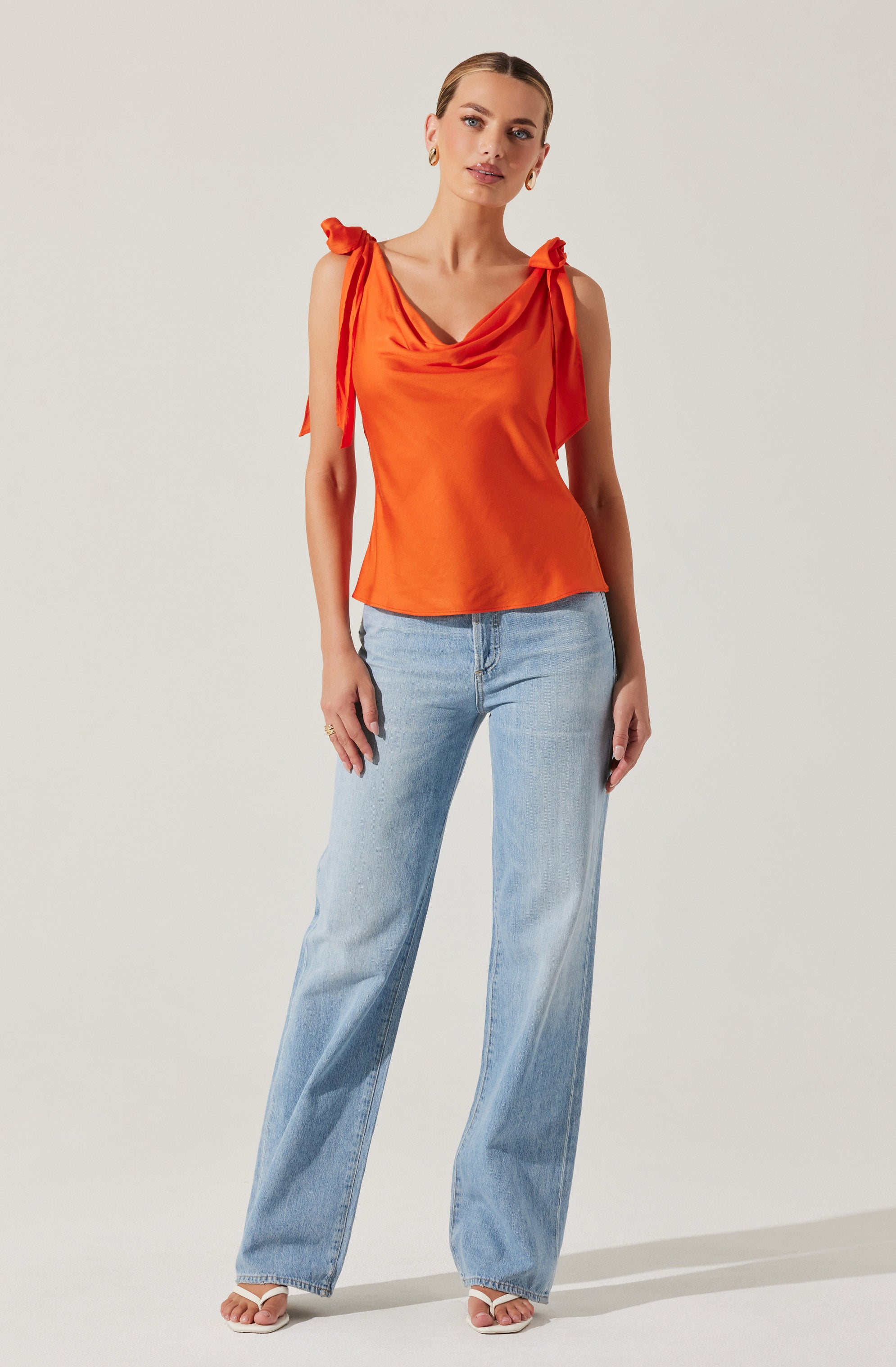 Allexina Satin Cowl Neck Top、mySite、solidvoid