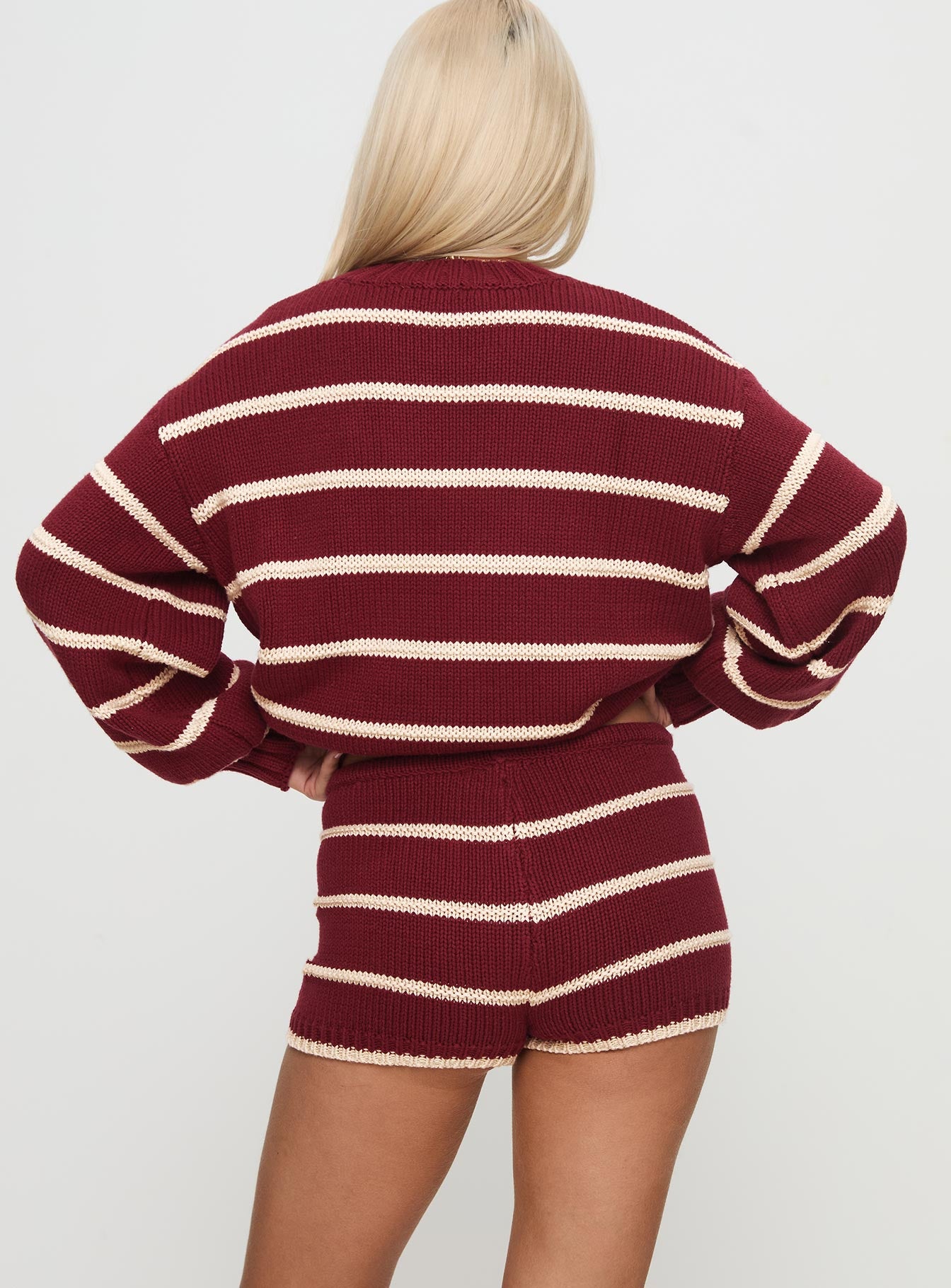 Read Your Mind Knit Short Maroon Stripe、mySite、solidvoid