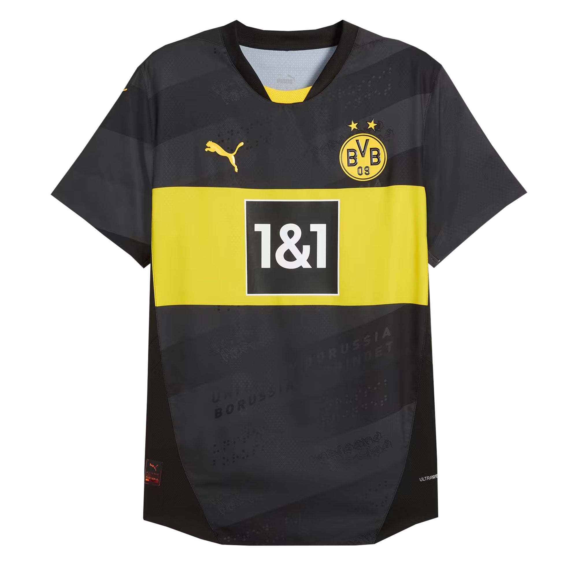 PUMA Men's Borussia Dortmund 2024/25 Authentic Away Jersey Black/Faster Yellow、mySite、bottomscart