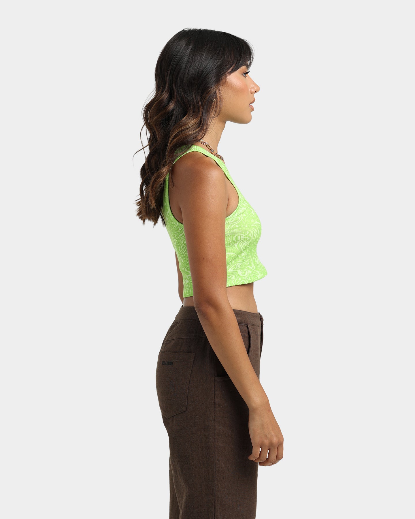 EN ES Women's Illusion Cropped Rib Tank Green、mySite、zt4zffjzw