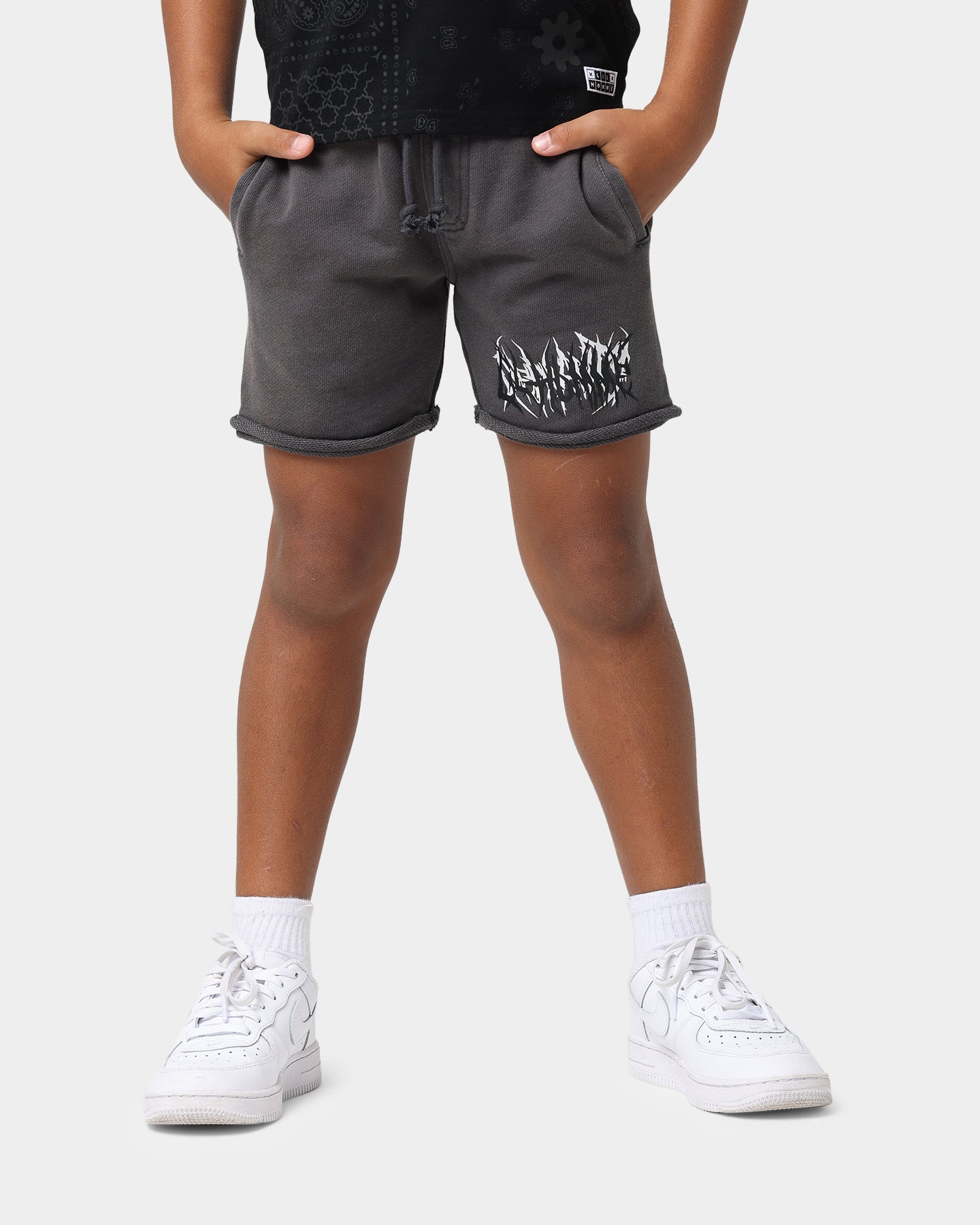 Lil Homme Kids' Bandana Ultra Short Sleeve Set Black/Charcoal、mySite、zt4zffjzw