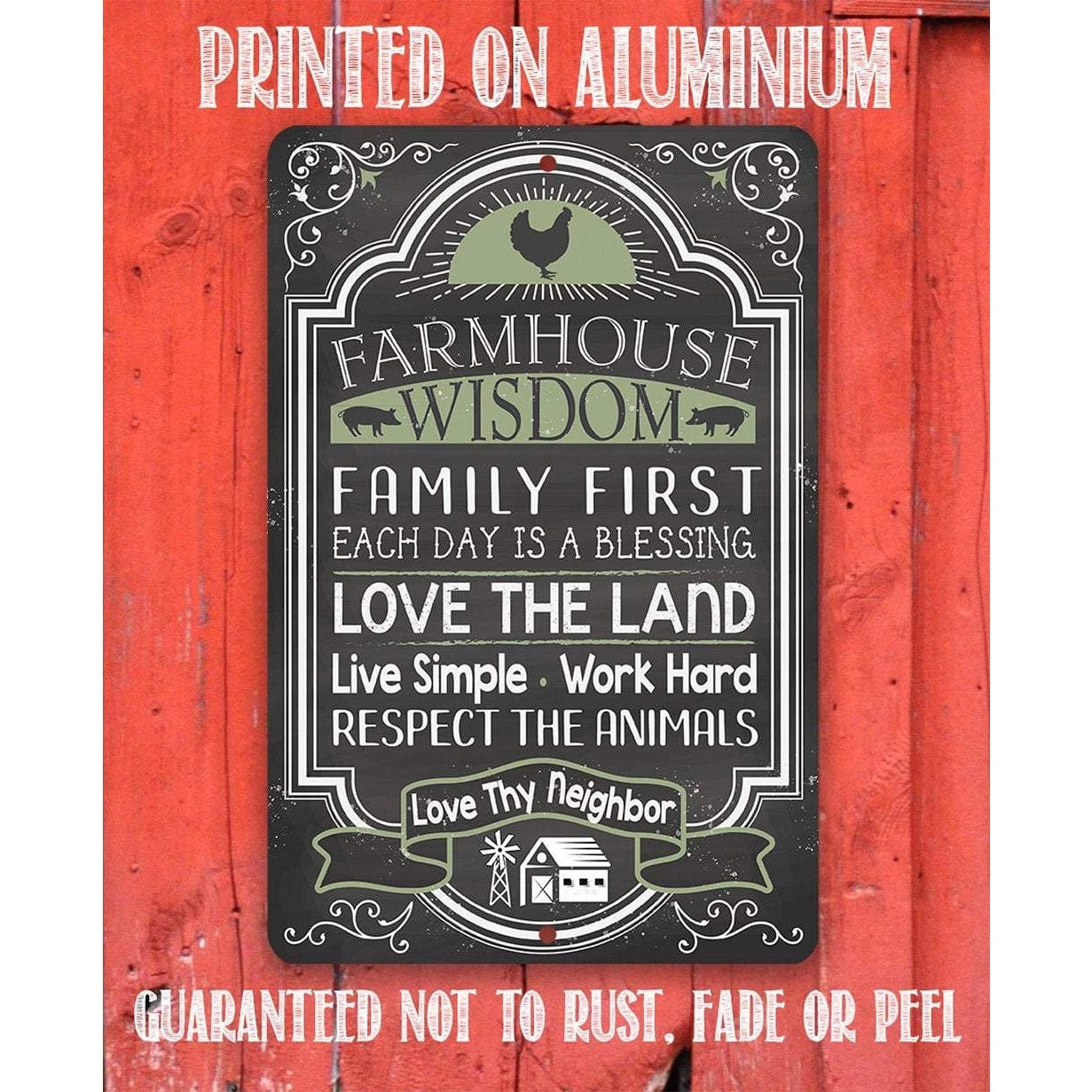 Farmhouse Wisdom - Metal Sign Handmade in the USA、mySite、g9winljtr