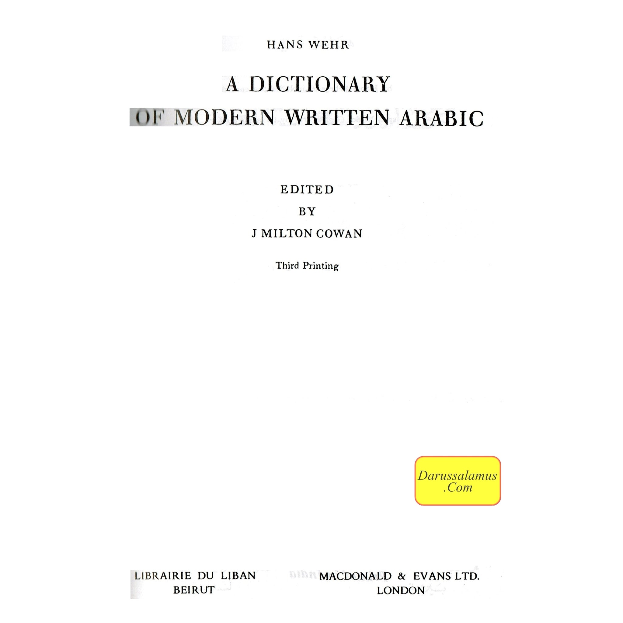 A Dictionary of Modern Written Arabic (Arabic-English) By Hans Wehr、mySite、topwebapps