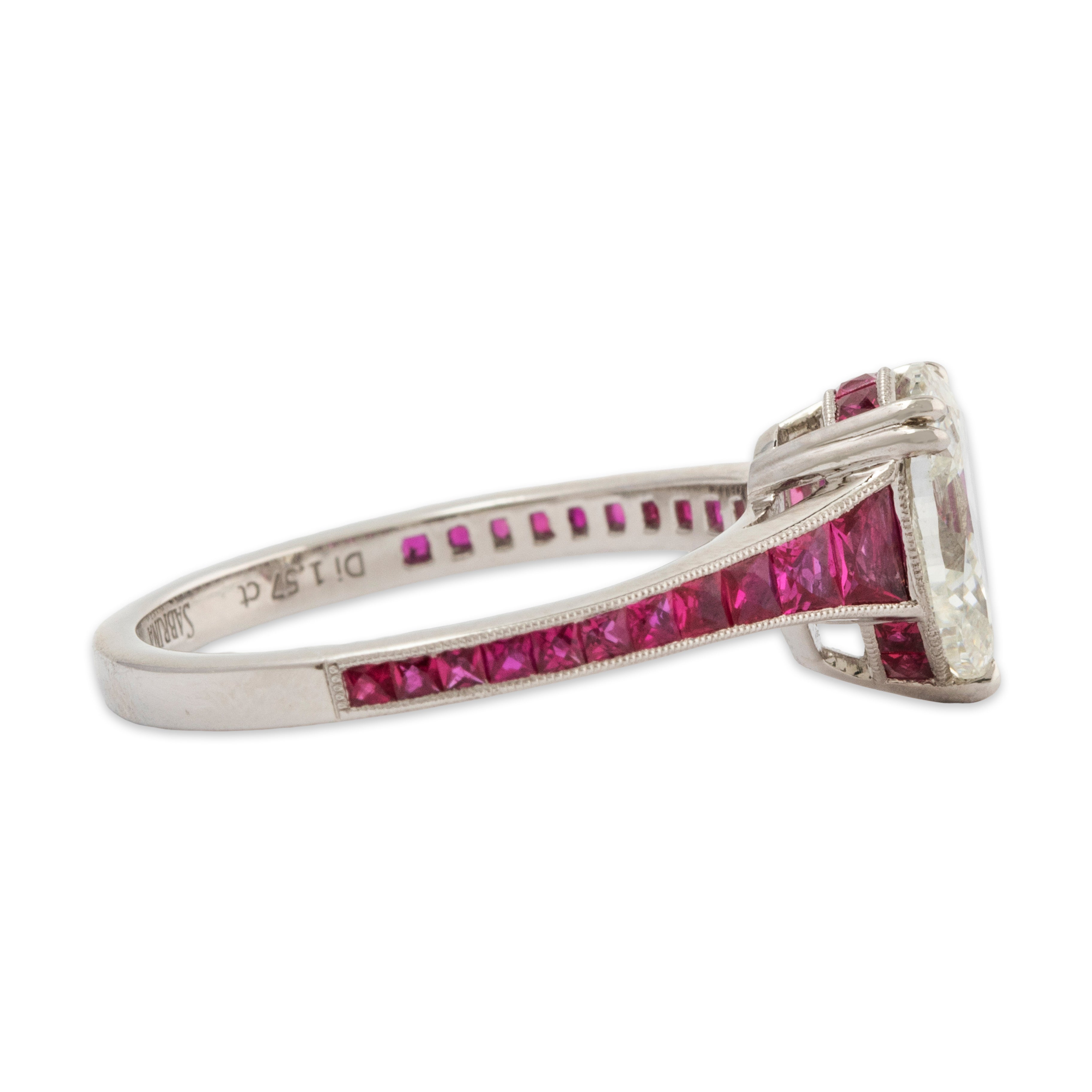 Abbott & Oaks Platinum 1.57ct Diamond Ruby Art Deco Style Engagement Ring 6.25、mySite、hinf8tx79