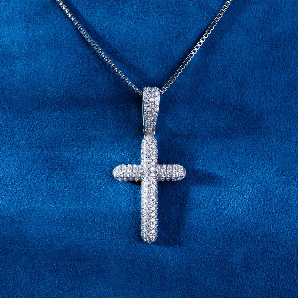 Moissanite 2-Row Cross Pendant 14K Gold、mySite、hinf8tx79
