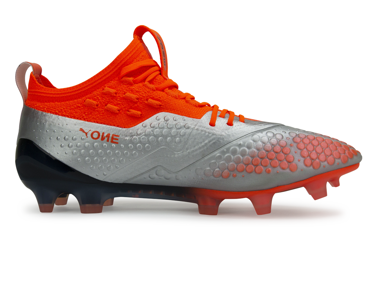 PUMA Men's One 1 Syn FG/AG Silver Orange/Black、mySite、noshort