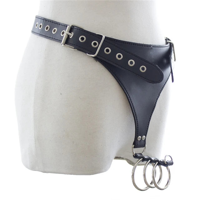 Male Power Chastity Belt With 3 Metal Cock Rings | Adjustable | Fetish、mySite、bottomscart