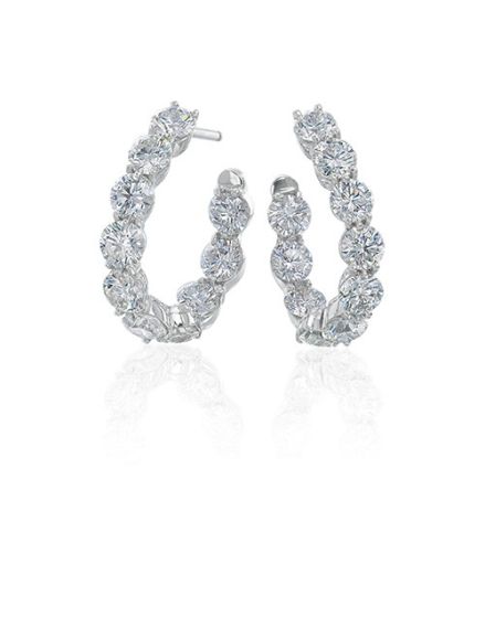 Gumuchian New Moon 18k White Gold Diamond Hoop Earrings、mySite、hinf8tx79