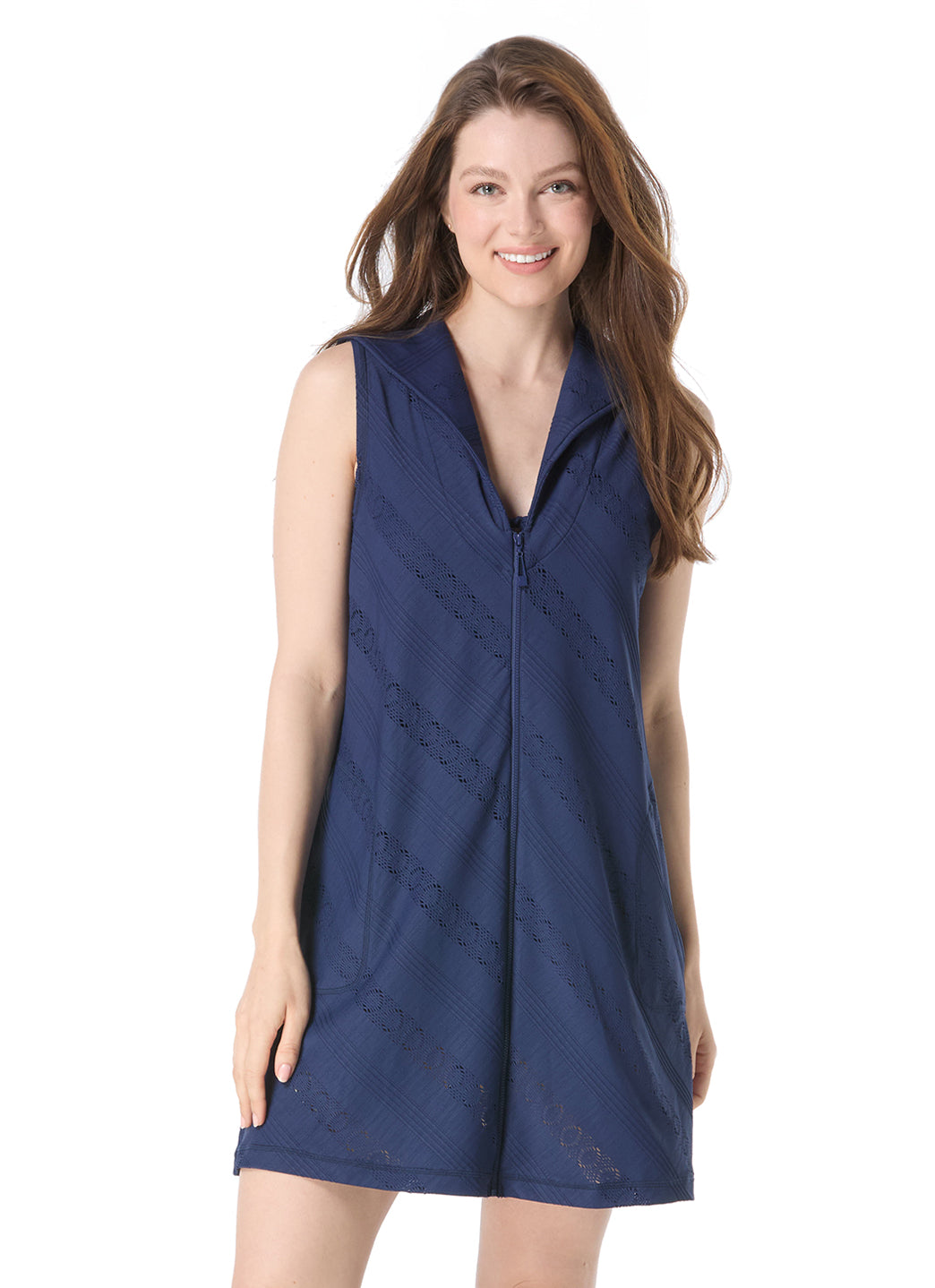 Beach House Women's Eva Crochet Zip Front Sleeveless Cover Up Dress、mySite、noshort