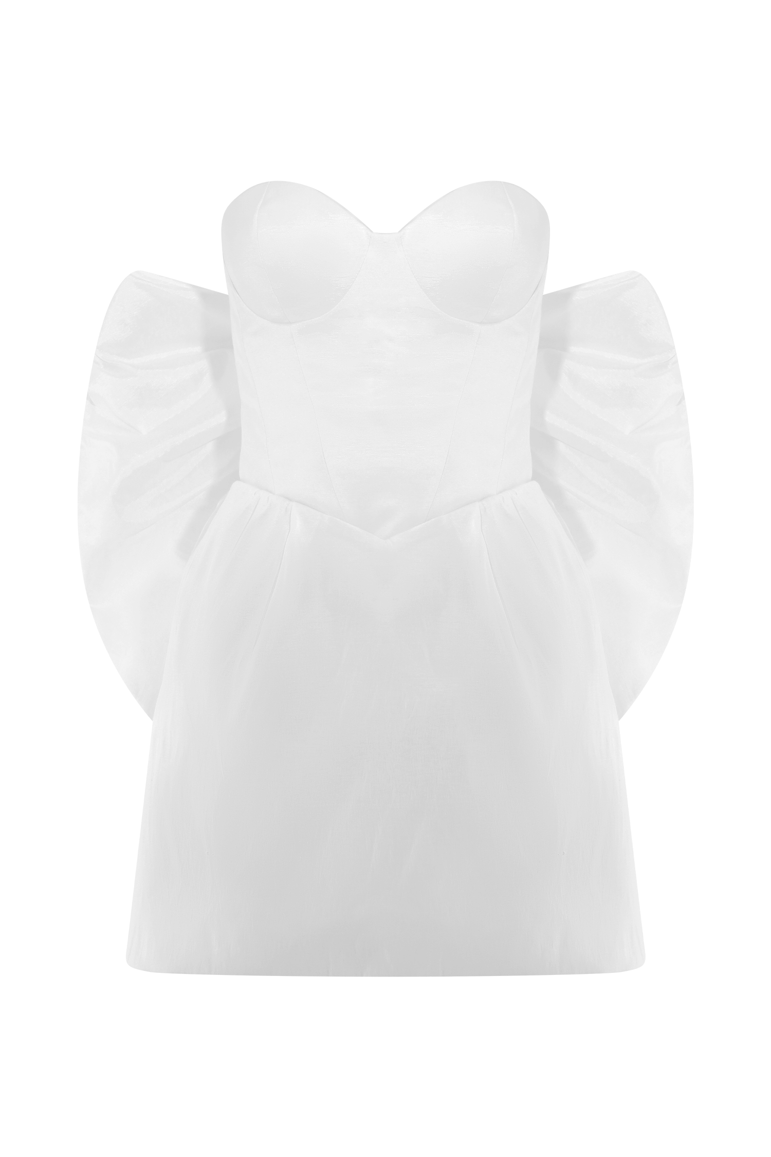 Suzette Taffeta Bow Mini Dress - White、mySite、solidvoid