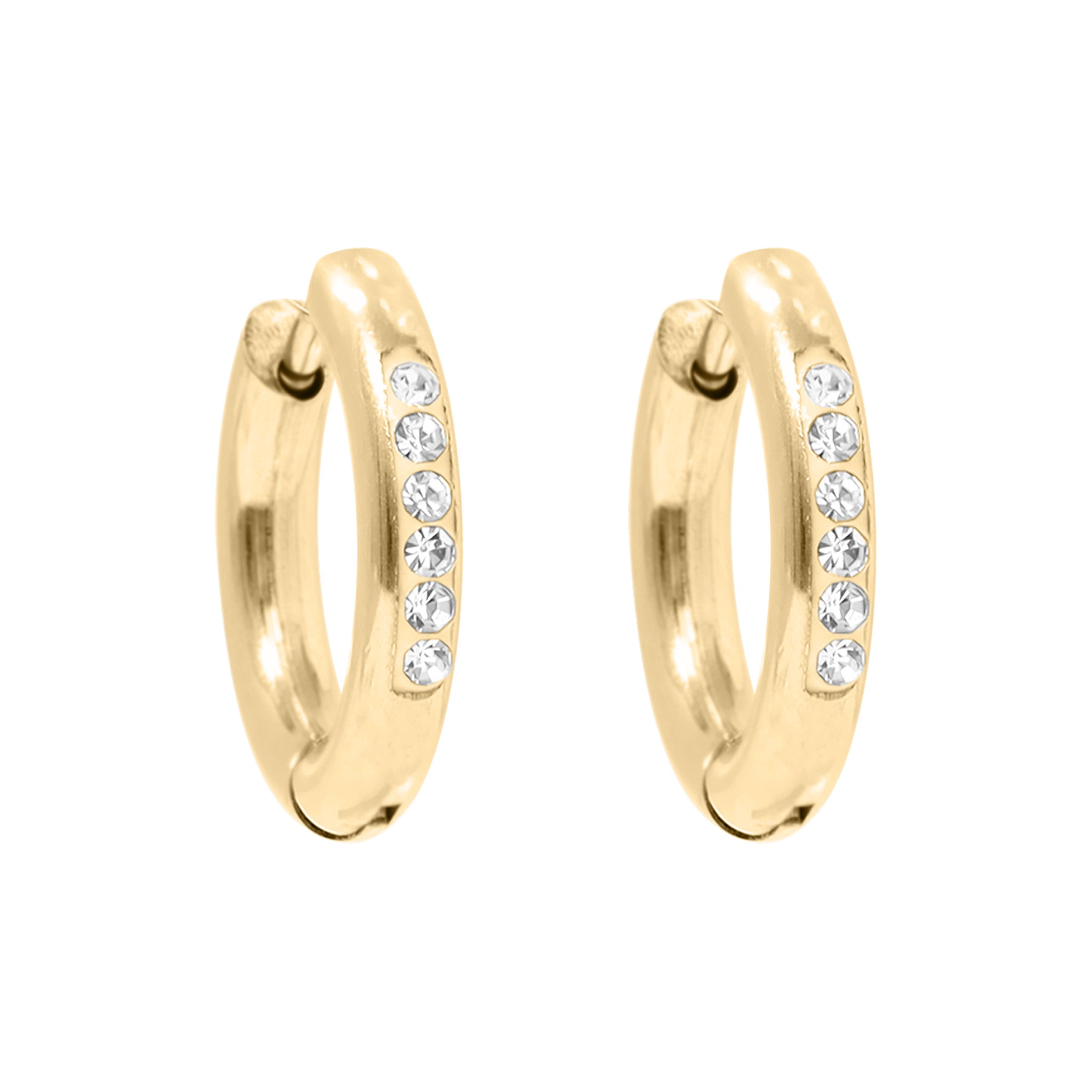 18K Gold PVD Stainless Steel CZ Huggie Hoop Earrings / ERJ0031、mySite、dreamappss