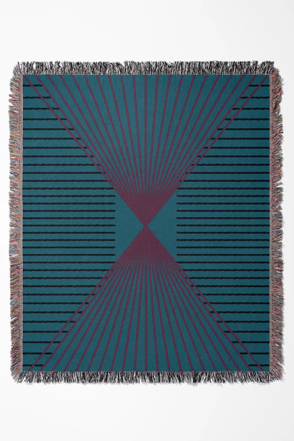 90s Style Teal Pink and Black Cotton Woven Throw Blanket、mySite、gigharbornorthrealestate