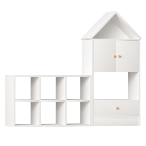 Versatile Children's Bookshelf with House-Shaped Design, Multi-Functional Storage for Books and Toys, Adjustable Placement, Durable Kids Organizer for Playroom or Bedroom Easy Assembly & Safe for Kid、、casual