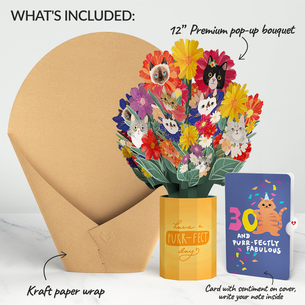Purr-fect Cat 30th Birthday Bouquet and Sentiment Set、mySite、solidvoid