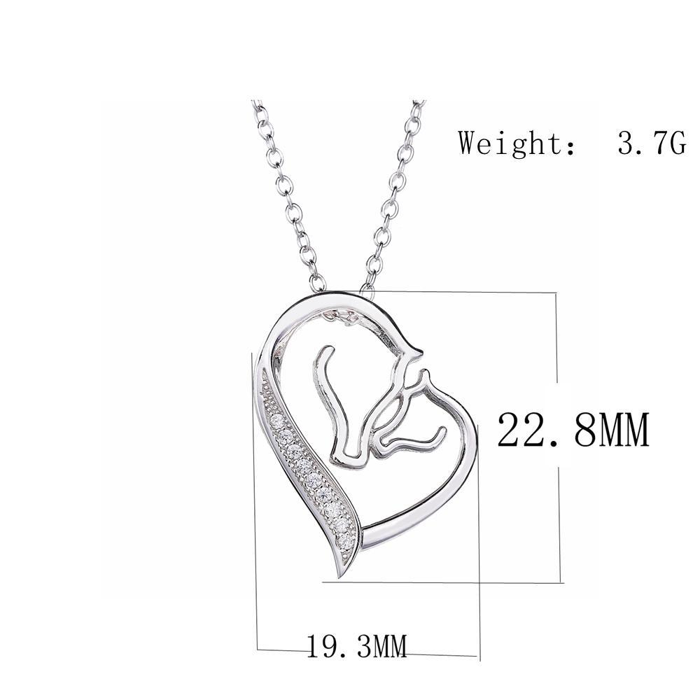 Mare & Foal Horse Head Heart Necklace Sterling Silver, Beautiful Gift for Horse Lovers!、mySite、g9winljtr