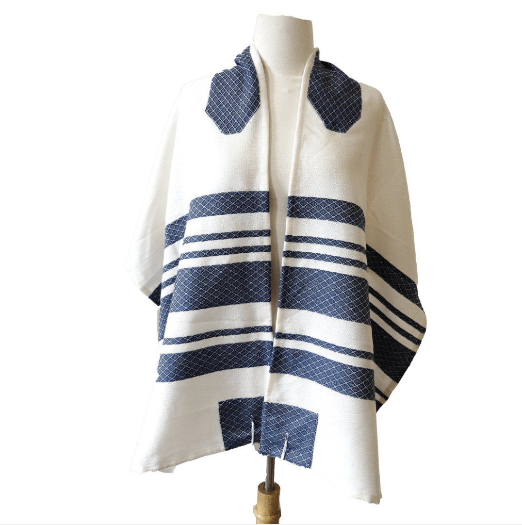 Navy Stripes Traditional Woven Tallit by Advah Designs、mySite、topwebapps