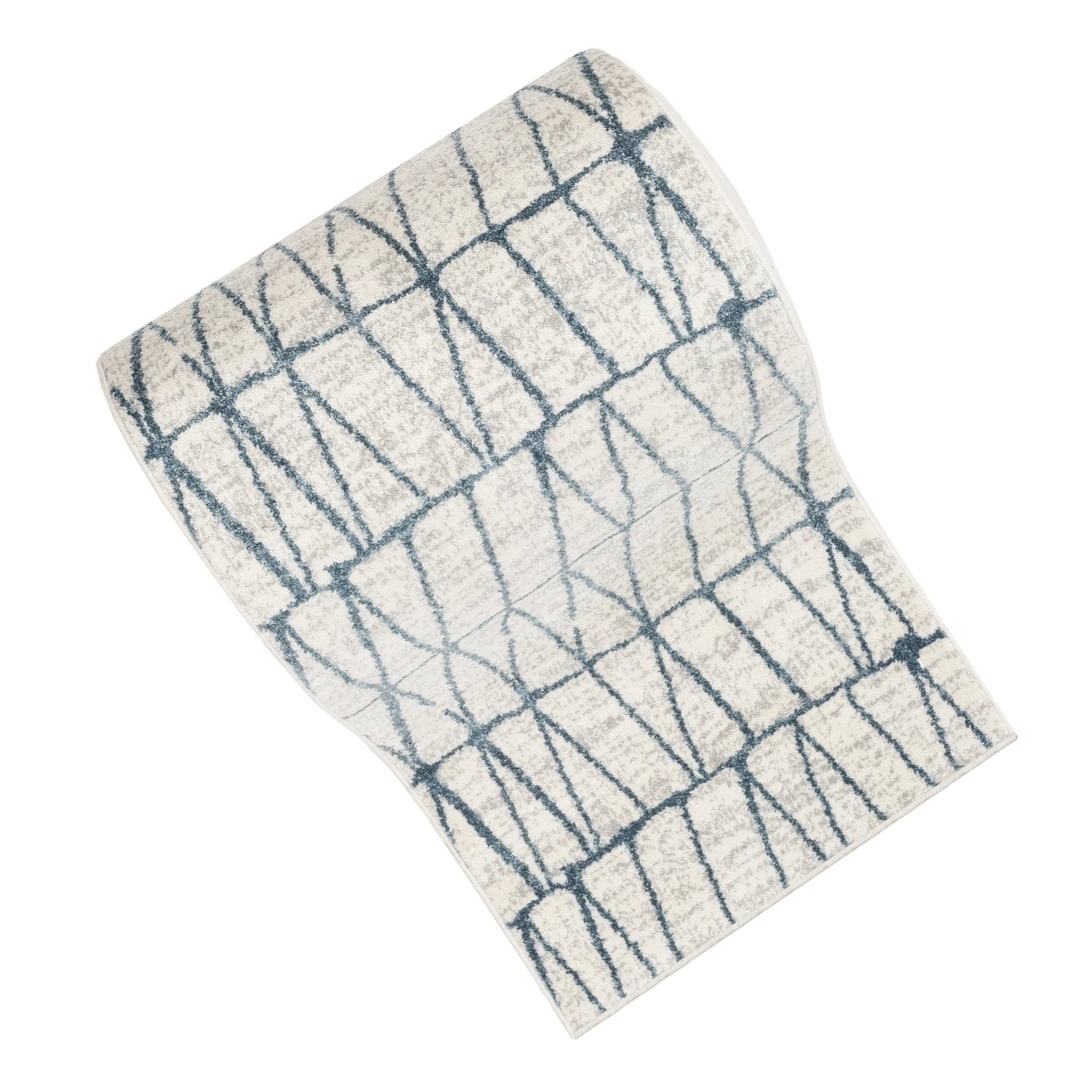 Custom Size Runner Crisscross Retro Geometric Pattern Blue Ivory 27 Inch Width x Choose Your Length Hallway Runner Rug、mySite、gigharbornorthrealestate