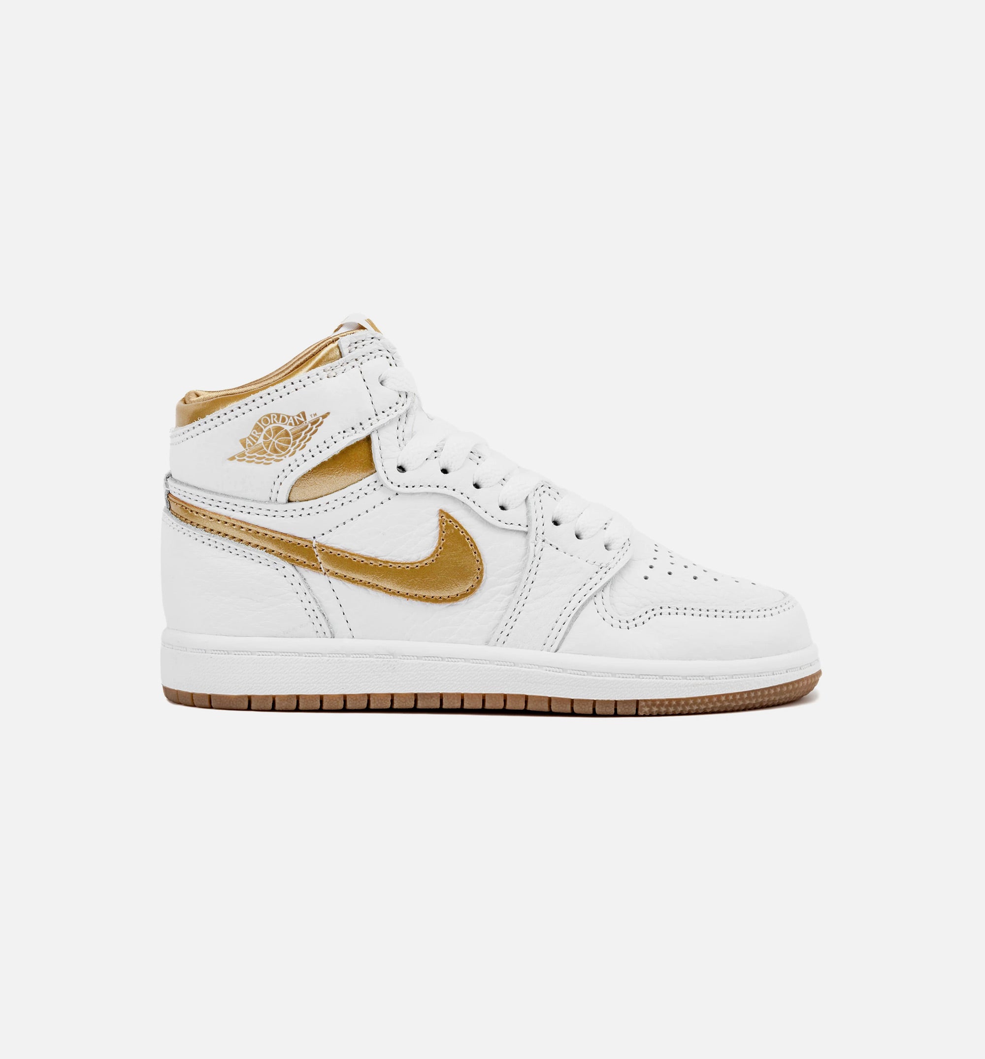 Air Jordan 1 Retro High OG White and Gold Preschool Lifestyle Shoe - White/Metallic Gold/Light Brown、mySite、dreamappss