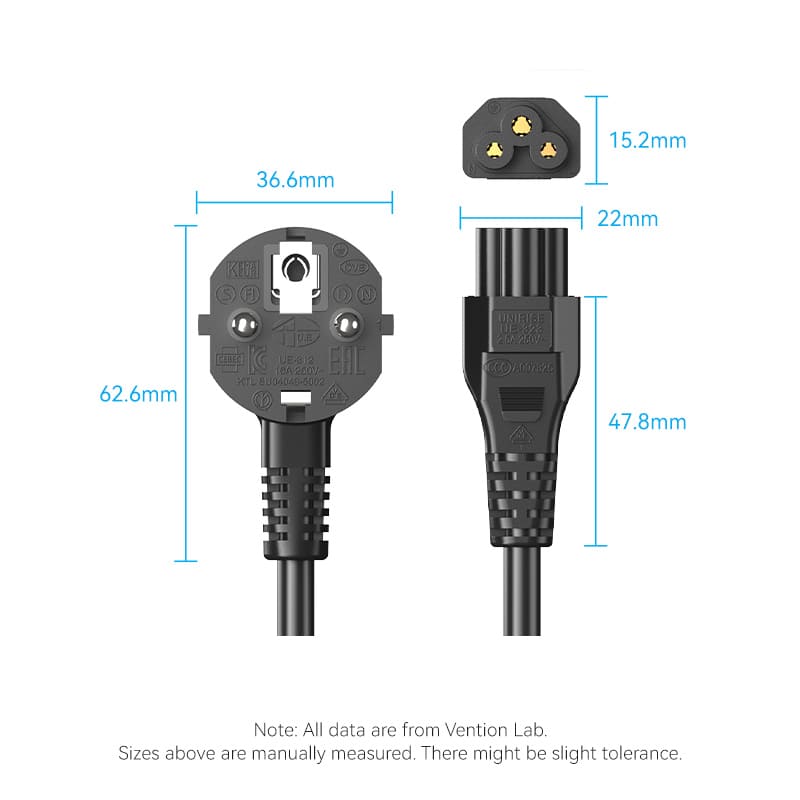 3-Prong Power Cord 1.8M C5 Connector EU Plug、mySite、fannypackpong