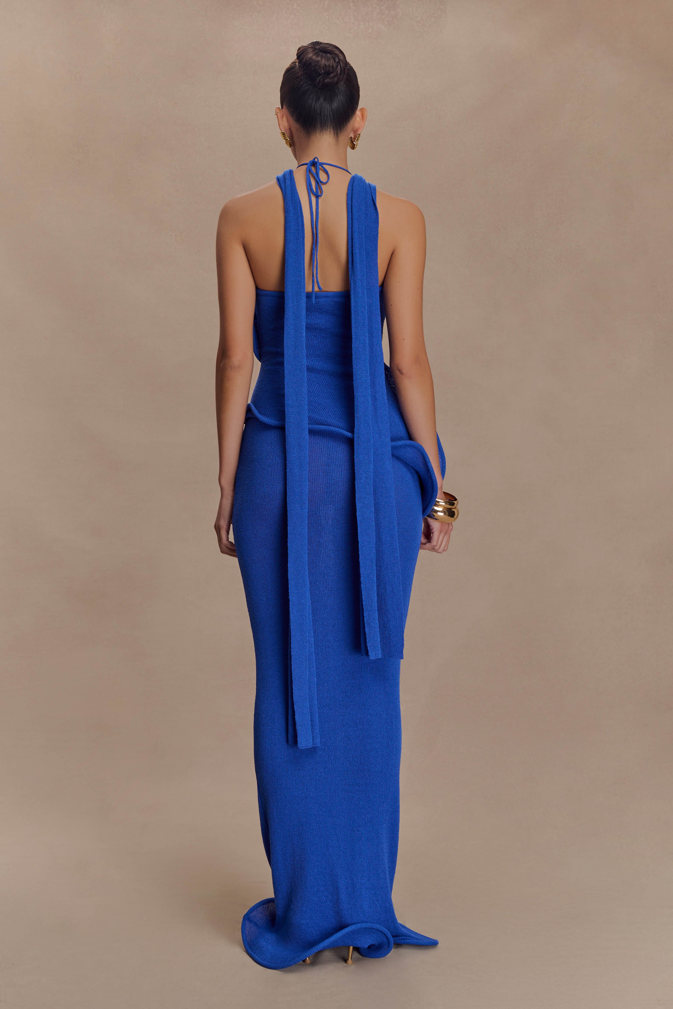 Caprice Halter Knit Maxi Dress - Cobalt、mySite、solidvoid