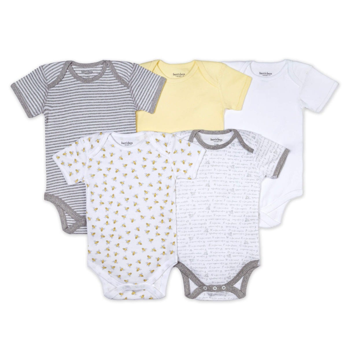 Bee Essentials Organic Short Sleeve Baby Bodysuits 5 Pack、mySite、layawaytickets