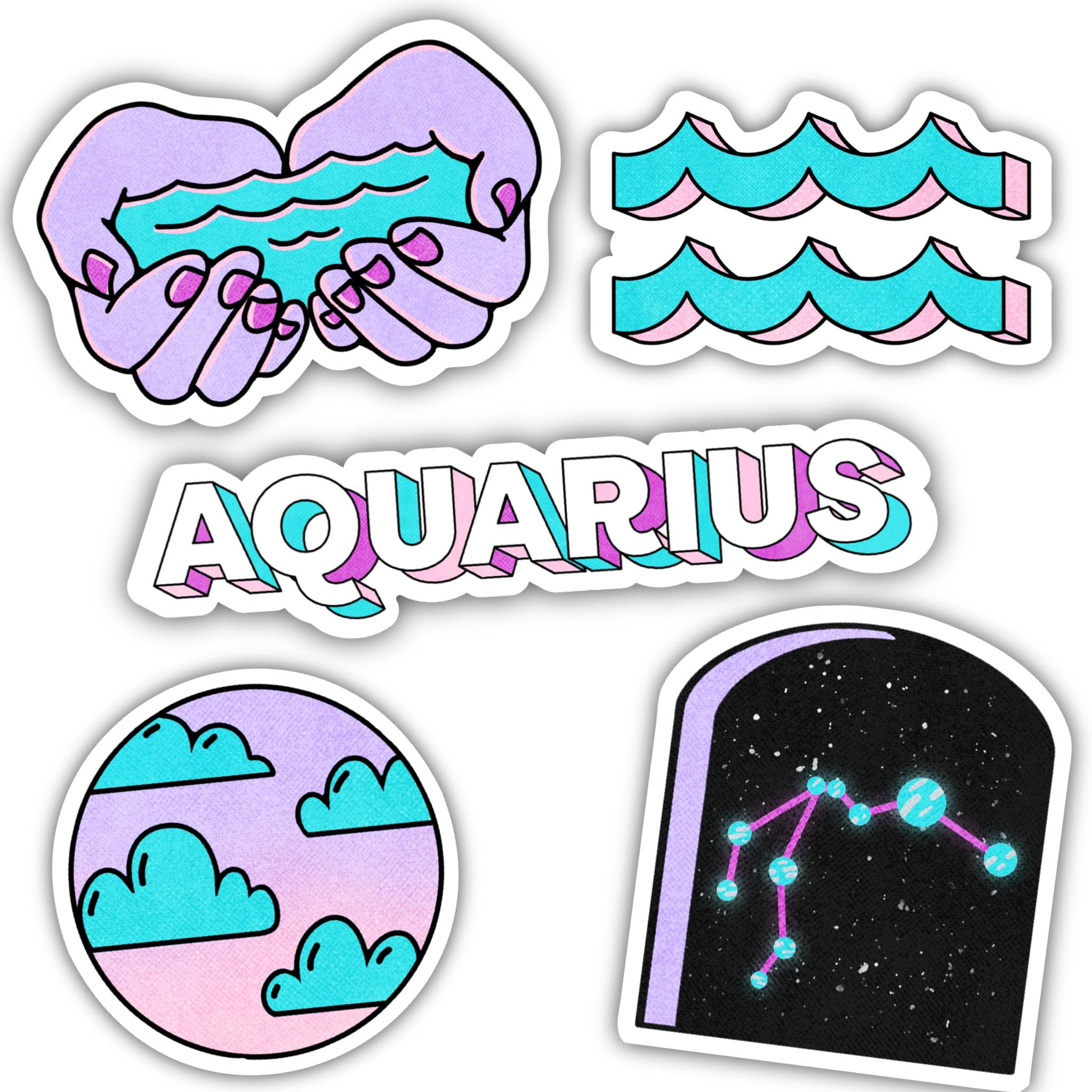  Aquarius Zodiac Sticker 5 Pack、mySite、ghnorth