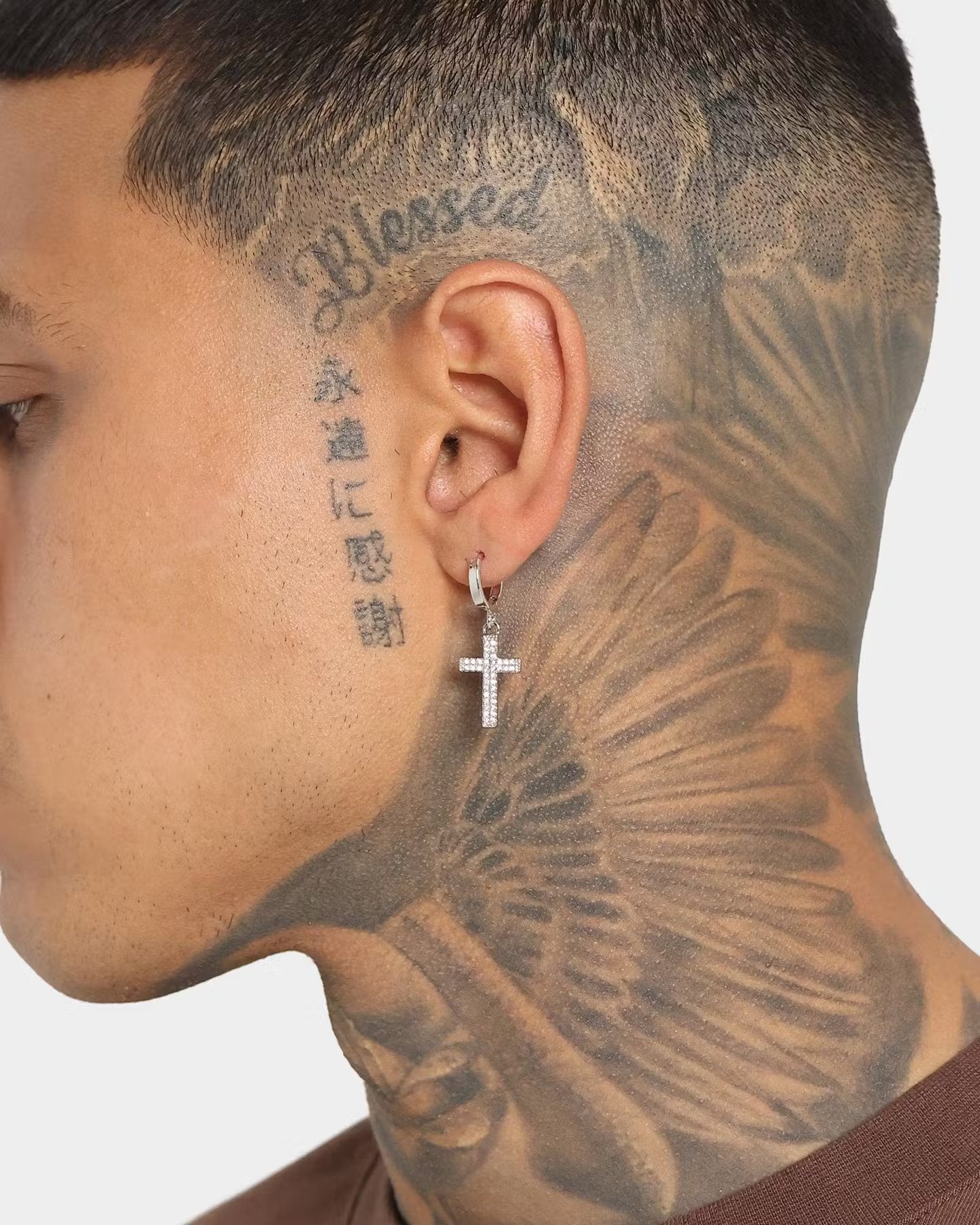 Saint Morta Mini Cross Earring Iced White Gold、mySite、zt4zffjzw