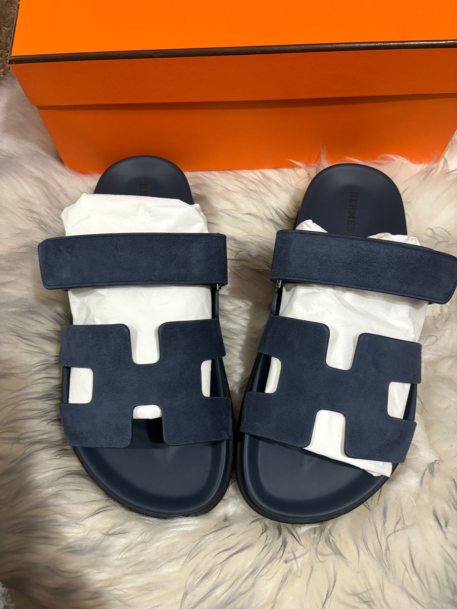 Hermès Chypre Suede Sandals (Bleu Céleste)、mySite、garminoutage.com