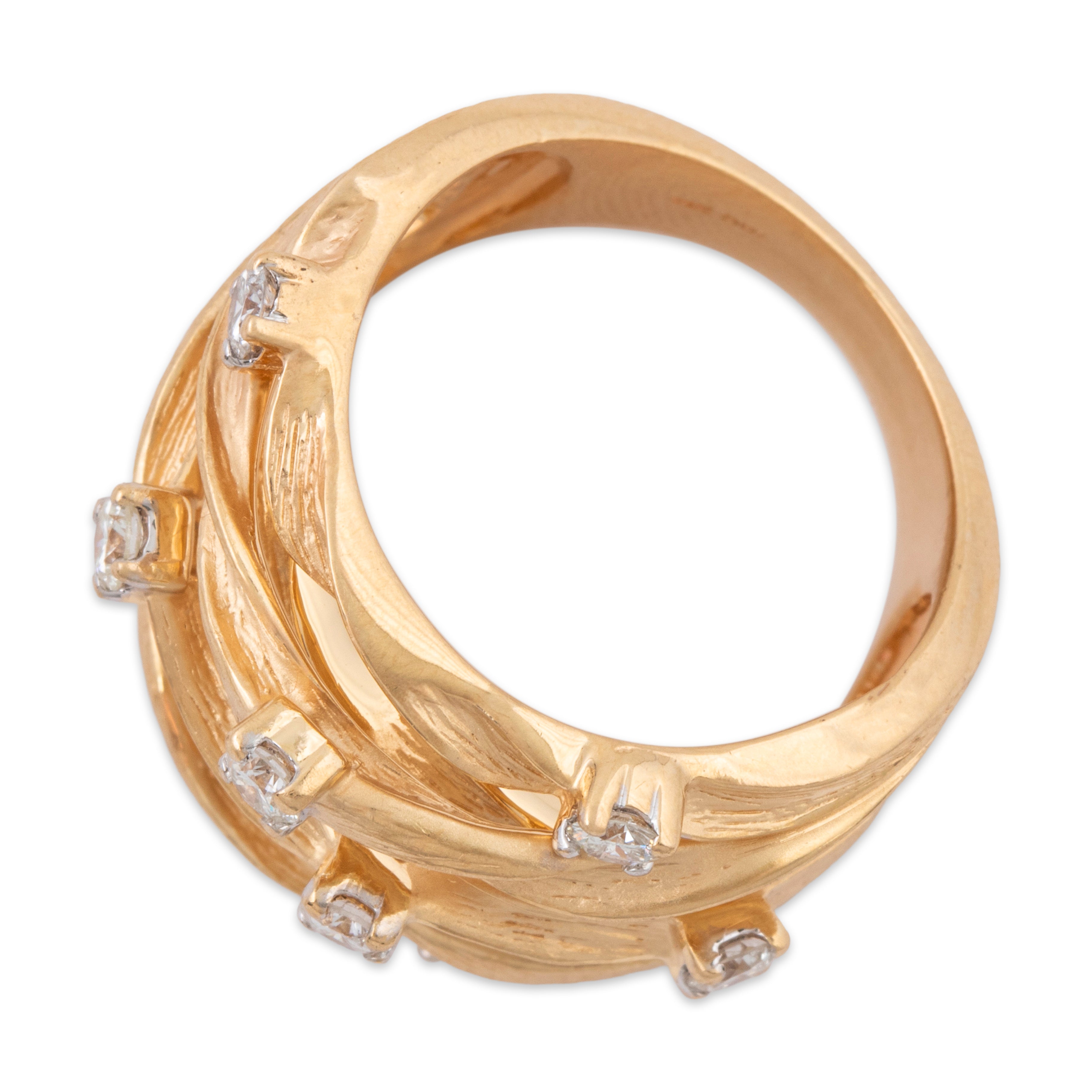 Vintage Spectacular 14k Yellow Gold .78cttw Diamond Ribbons of Light Ring 6.50、mySite、hinf8tx79