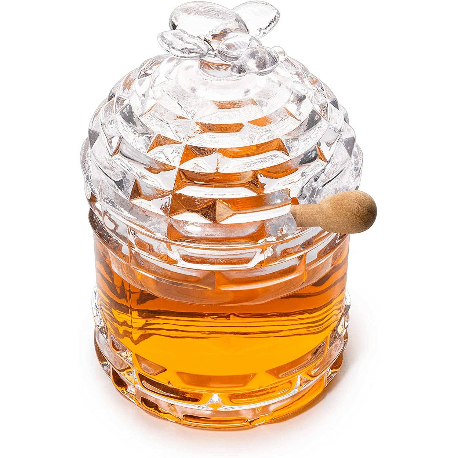 Glass Beehive Honey Jar and Wooden Dipper、mySite、topwebapps