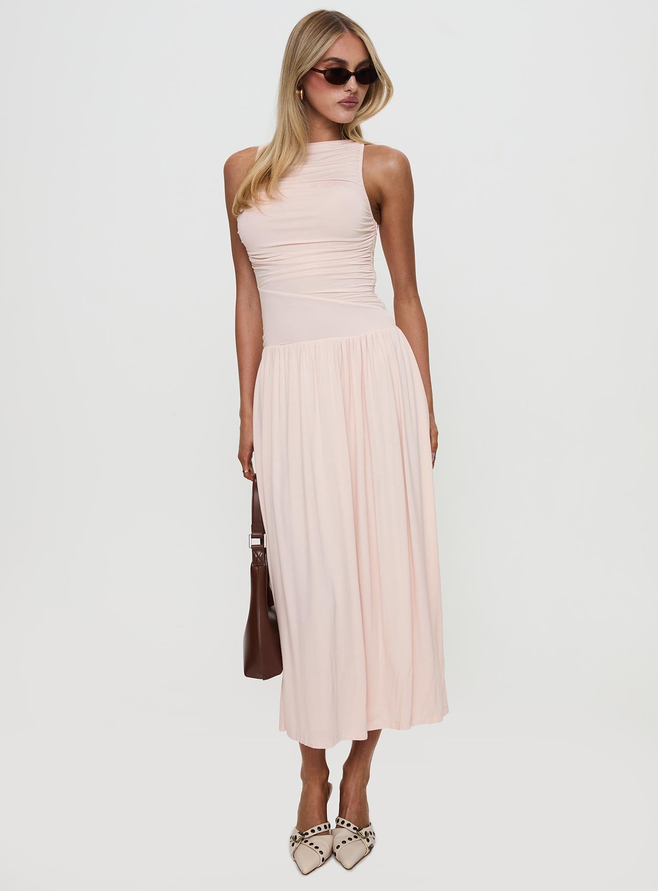 Reveur Ruched Maxi Dress Pink、mySite、solidvoid