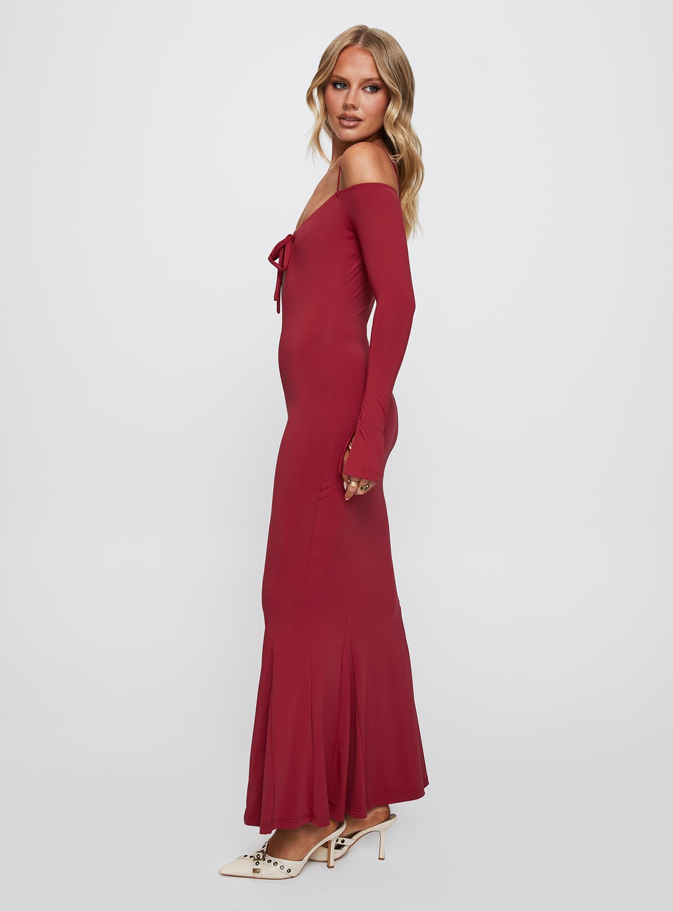 Lucillea Long Sleeve Maxi Dress Red、mySite、solidvoid