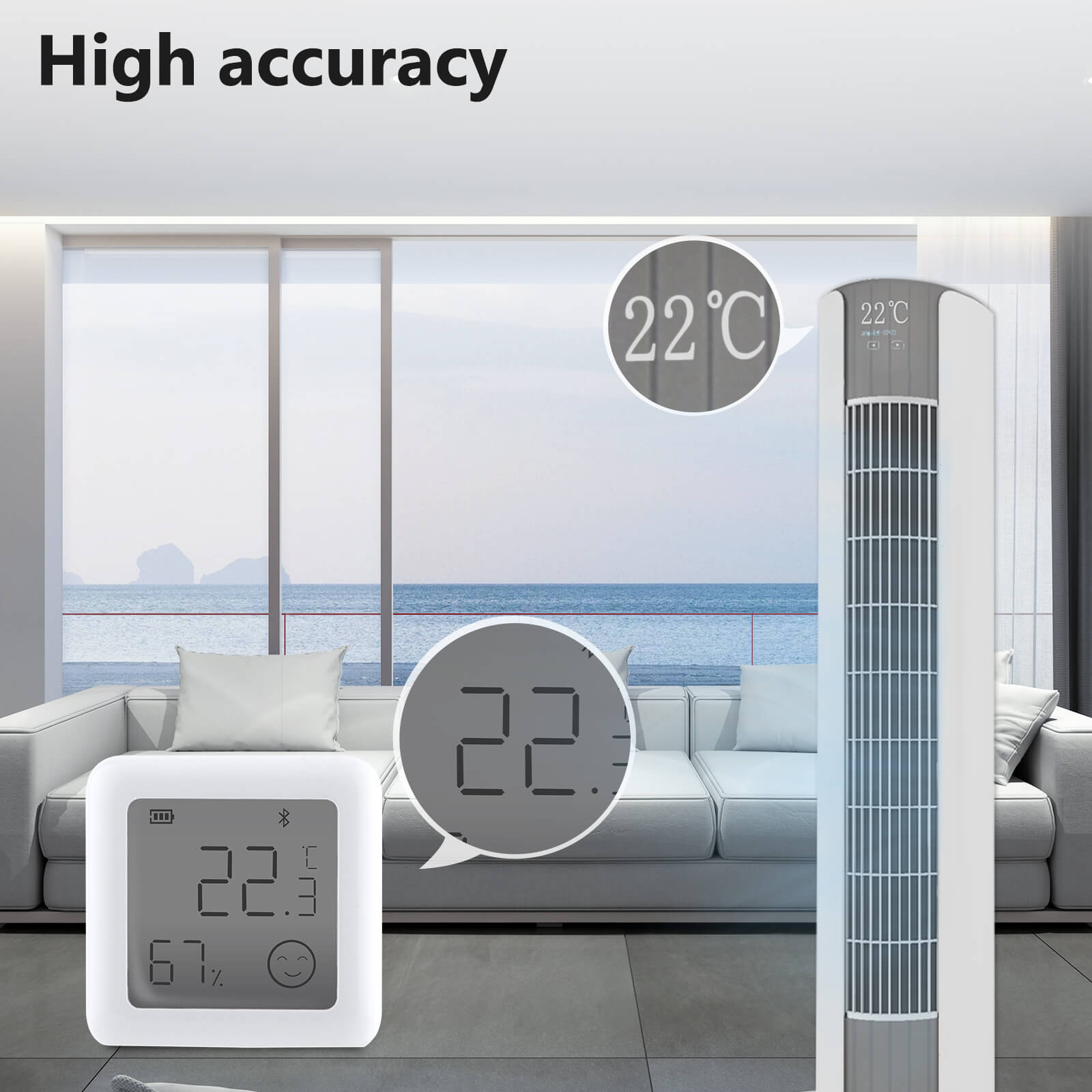 Bluetooth Smart Temperature Humidity Sensor LCD Indoor Hygrometer Thermometer、mySite、fannypackpong