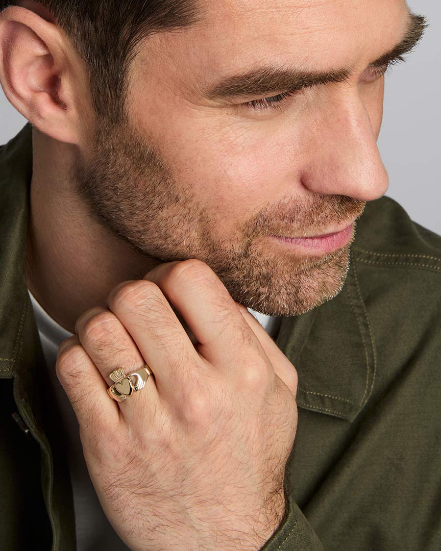  Gents Heavy Gold Claddagh Ring