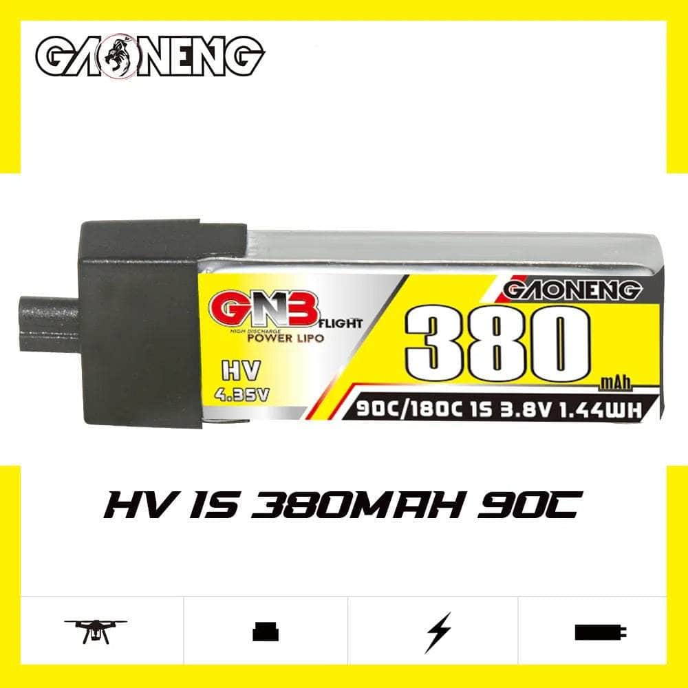  Gaoneng GNB 3.8V 1S 380mAh 90C LiHV Whoop/Micro Battery w/ Plastic Head - A30、mySite、merchandisen