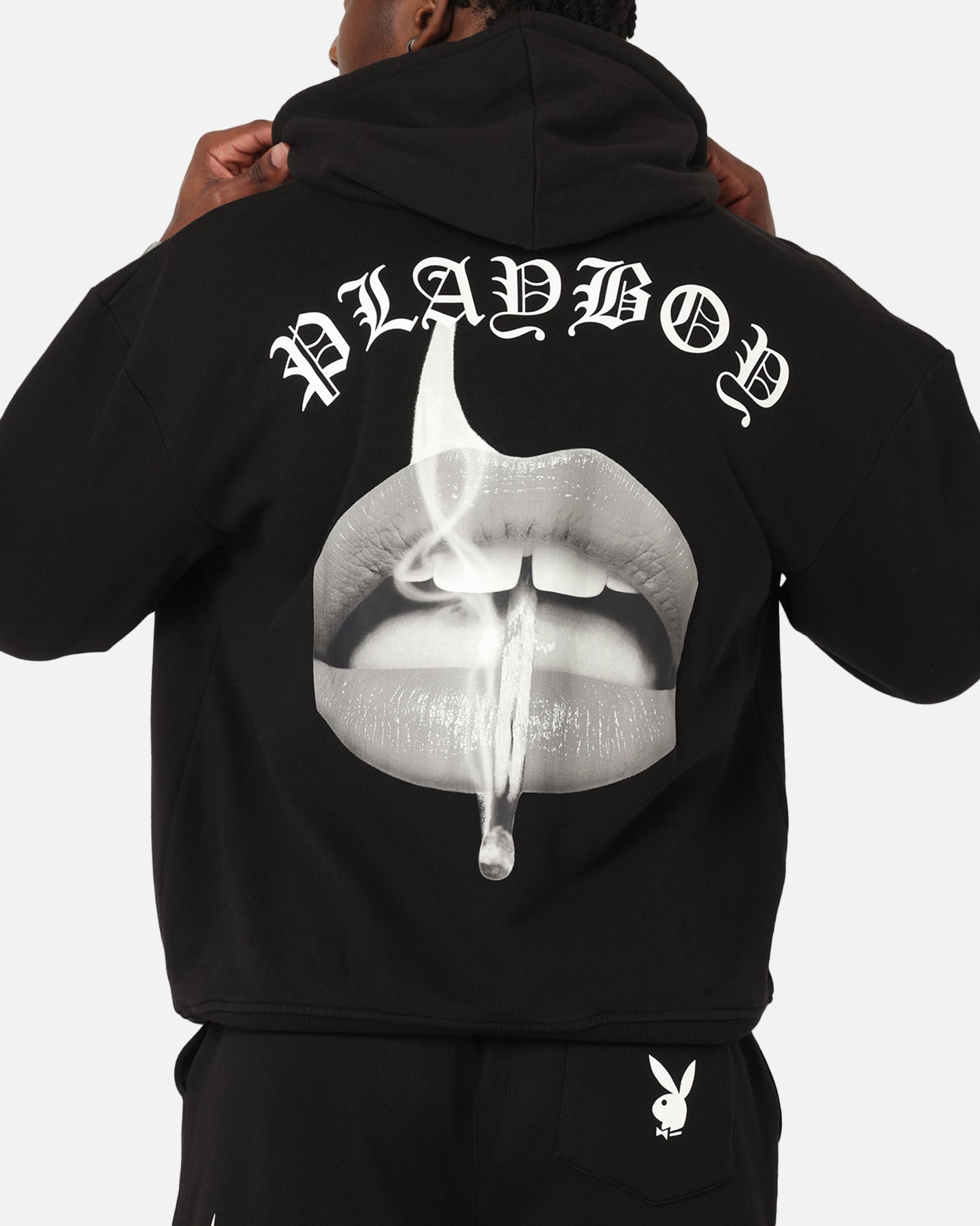 Playboy Gothic Mono Lips Hoodie Black、mySite、zt4zffjzw