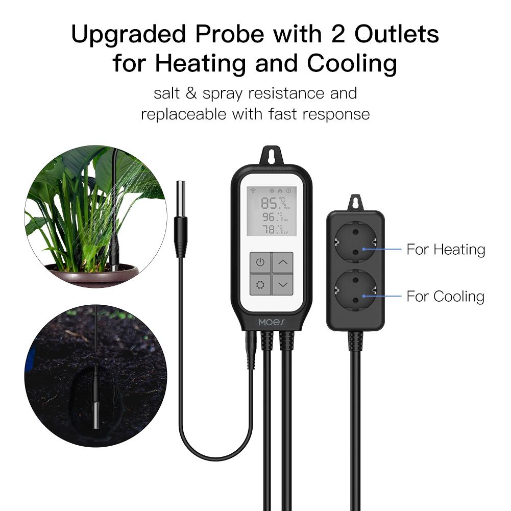 WiFi Digital Temperature Controller Thermostat Outlet Plug Heating and Cooling Mode US/EU、mySite、fannypackpong