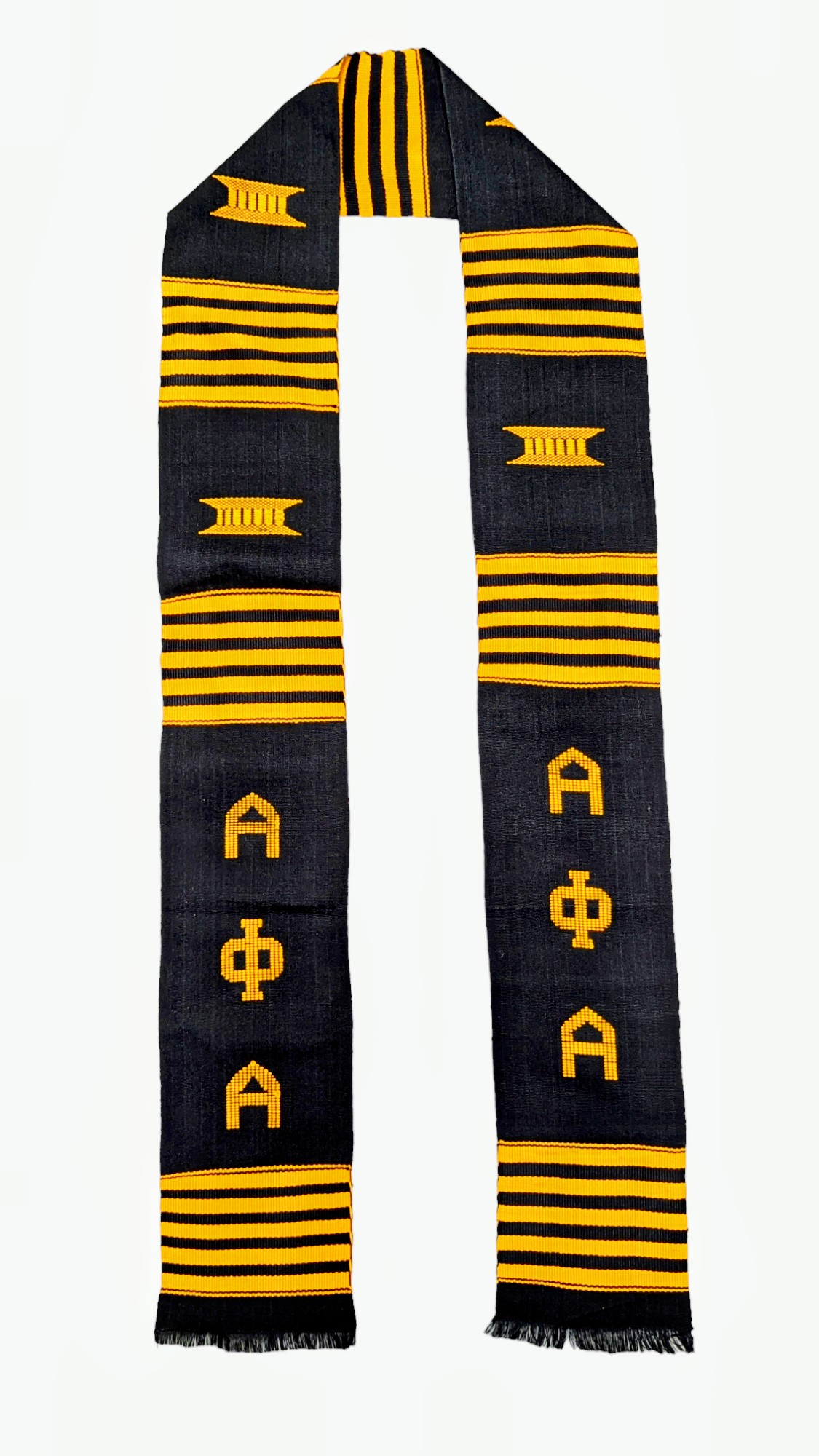Dupsie's Majestic Alpha Radiance Black and Gold Handwoven African Kente Graduation Sash DPAS269、mySite、solidvoid