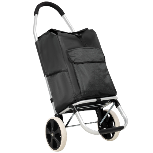 Shopping Stair Trolley with Wheels,Trolley Black Foldable Shopping Cart,Removable Shopping Oxford Waterproof Bag,Stainless Steel Triangular Wheels, Black、、eastwooduniform