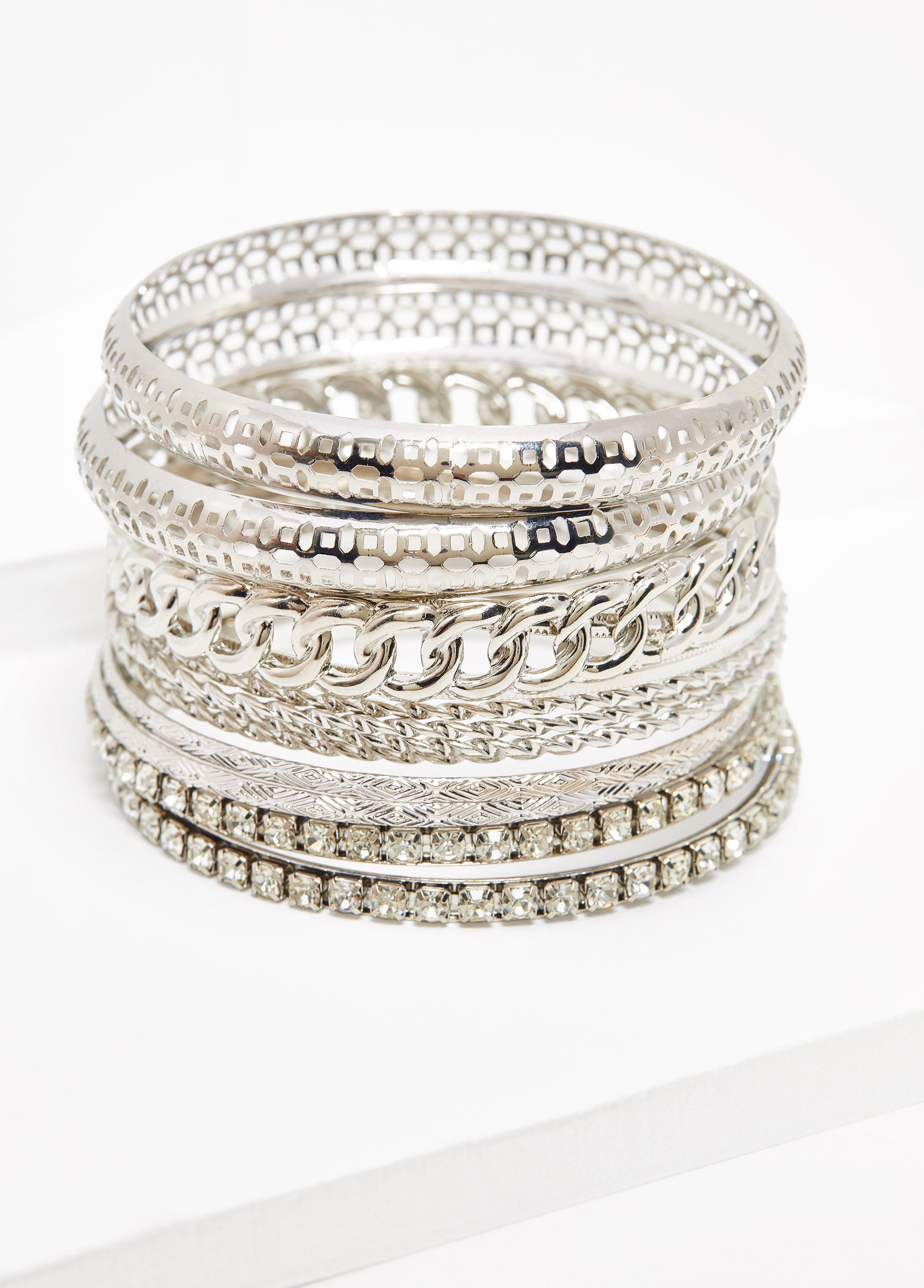 Textured Silver Tone Bangle Set、mySite、bengalsvssteelers