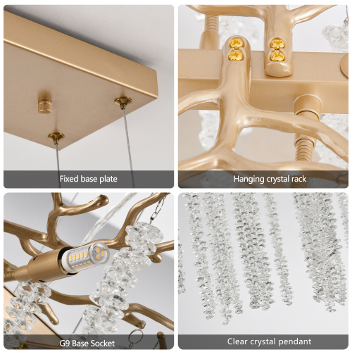 24-inch Modern Golden Pendant Light with Cascading Crystal Strands, Ideal for Living Room, Dining Room and Foyer, High-End Decorative Lighting Fixture (Bulb Not Included)、、eastwooduniform