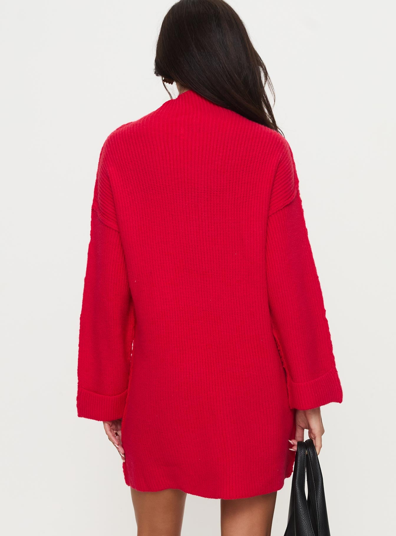 Weslie Long Sleeve Knit Mini Dress Red、mySite、solidvoid