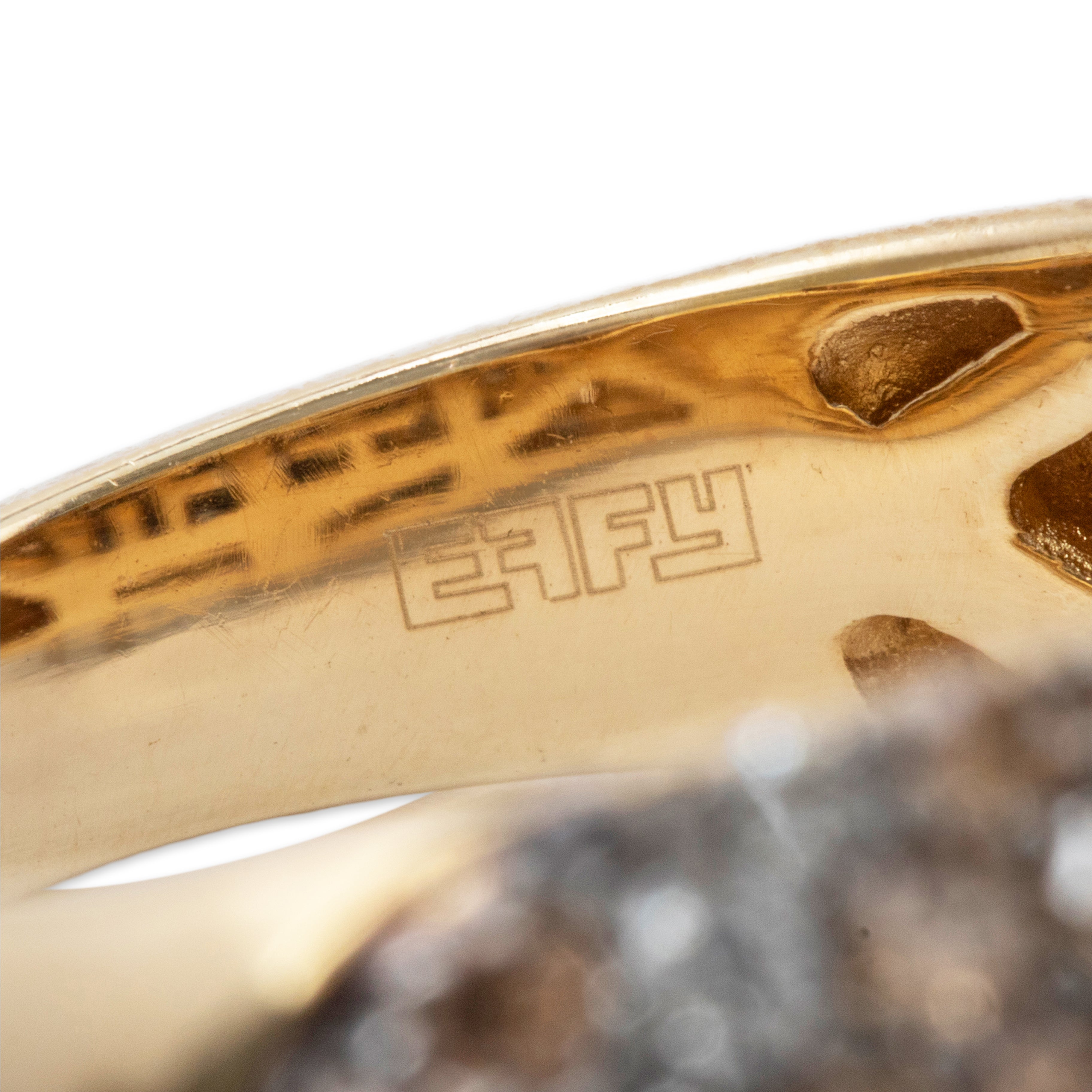 Vintage Effy 14k Yellow Gold 1.4cttw Champagne & White Diamond Cocktail Ring、mySite、hinf8tx79