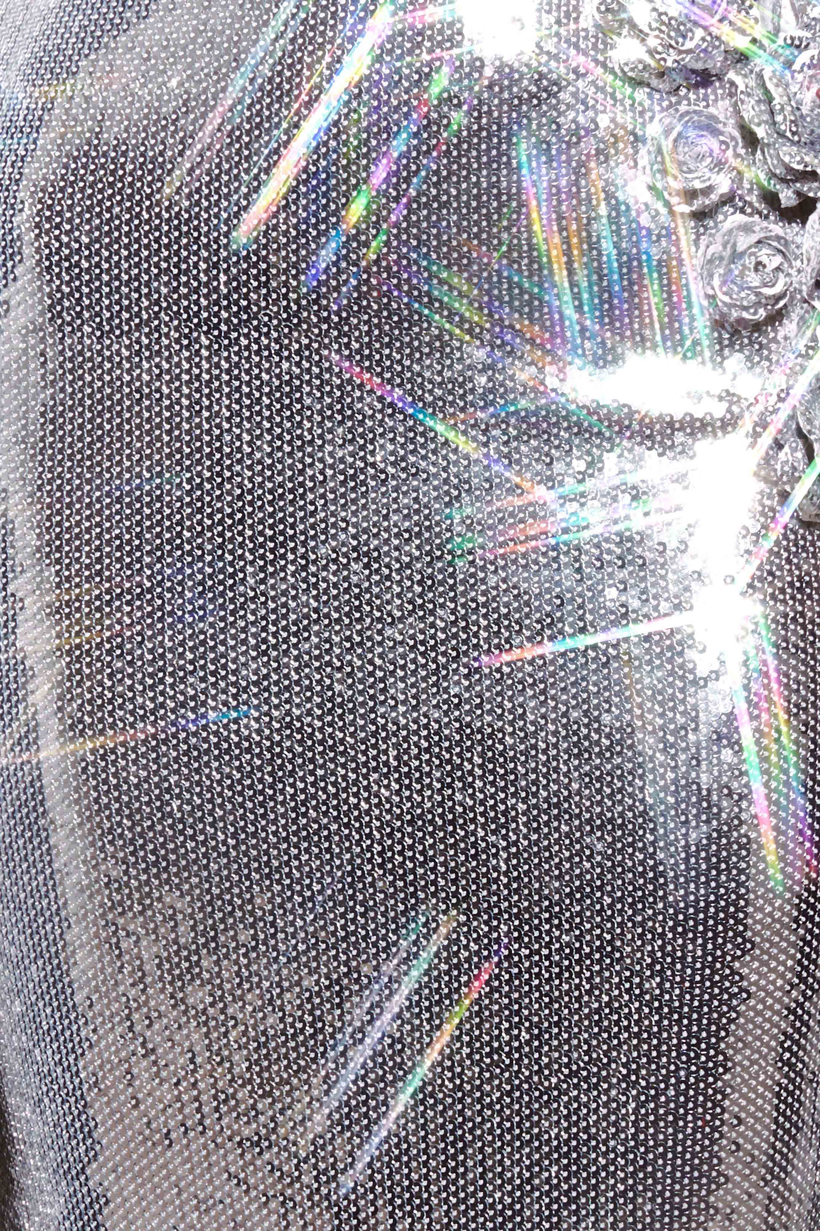 Cassia Strapless Sequin Rose Midi Dress - Silver、mySite、solidvoid